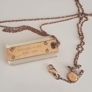 Michael Kors Necklace Acrylic Plaque with Rose Gold‎ Michael Kors Logo Signed